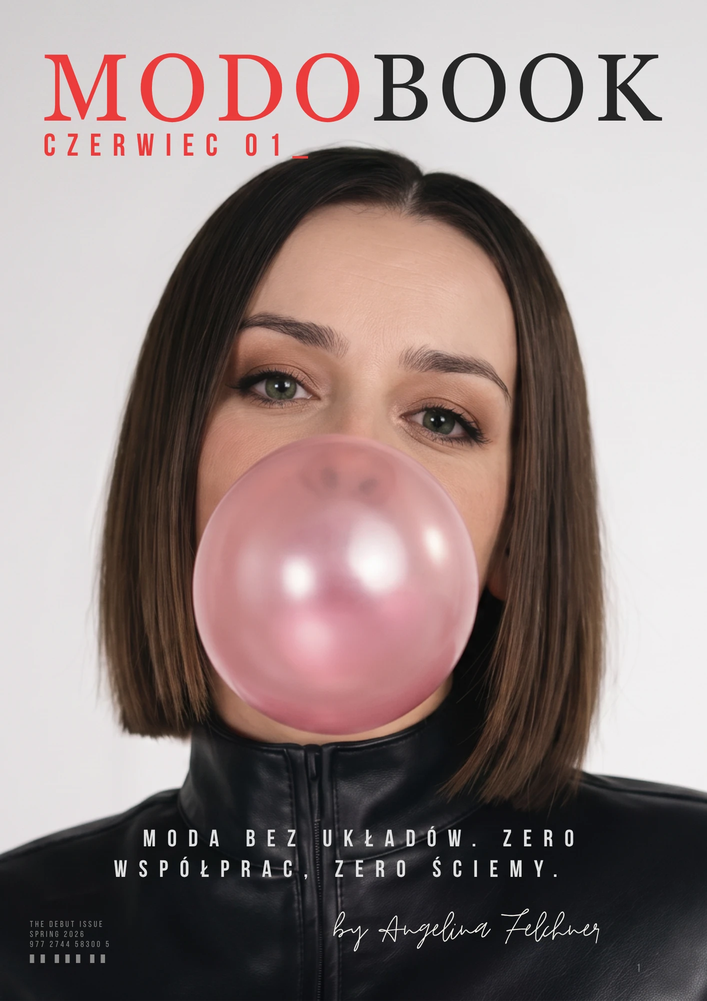 Okładka Modobook nr 1 — czerwiec 2026. Niezależne wydanie modowe Angeliny Felchner.